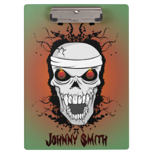 Flaming skull clipboard