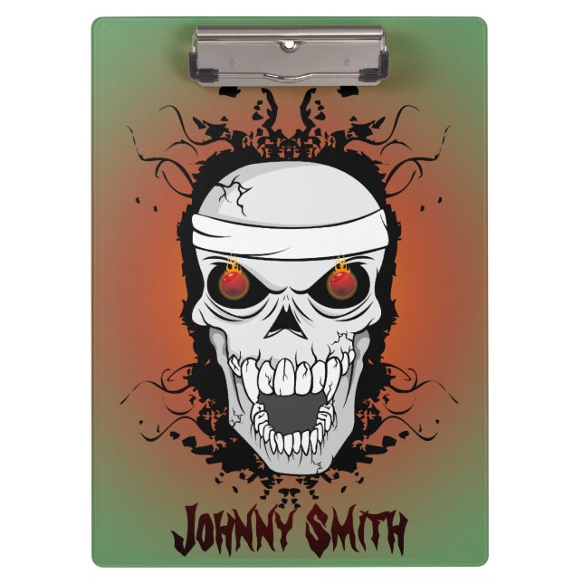 Flaming skull clipboard (Front)