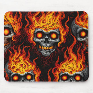 Flaming skull design gothic tattoo rock and roll s mouse mat