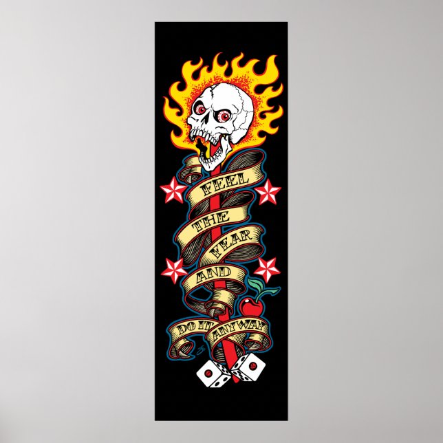 Flaming Skull Feel the Fear Poster (Front)