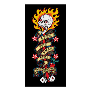 Flaming Skull Feel the Fear Poster