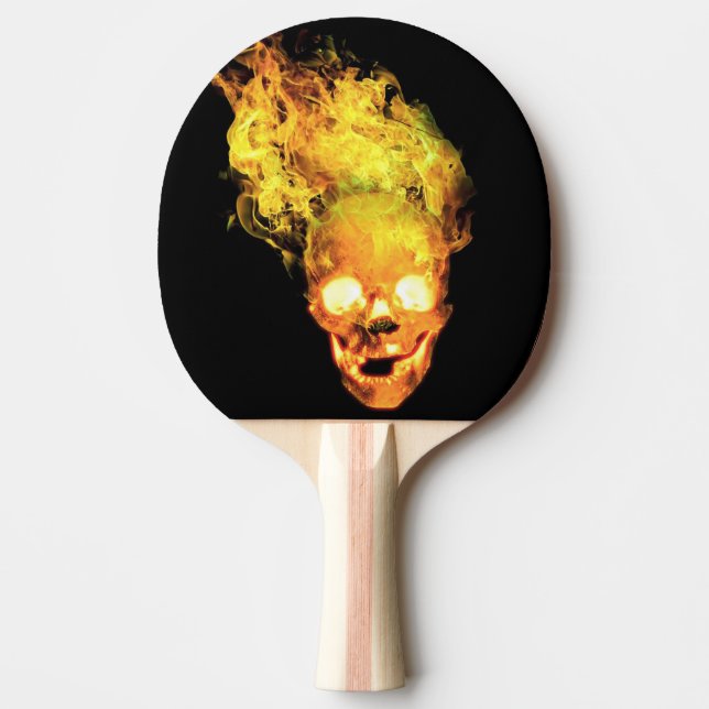 Flaming Skull Fire Ping Pong Paddle (Front)