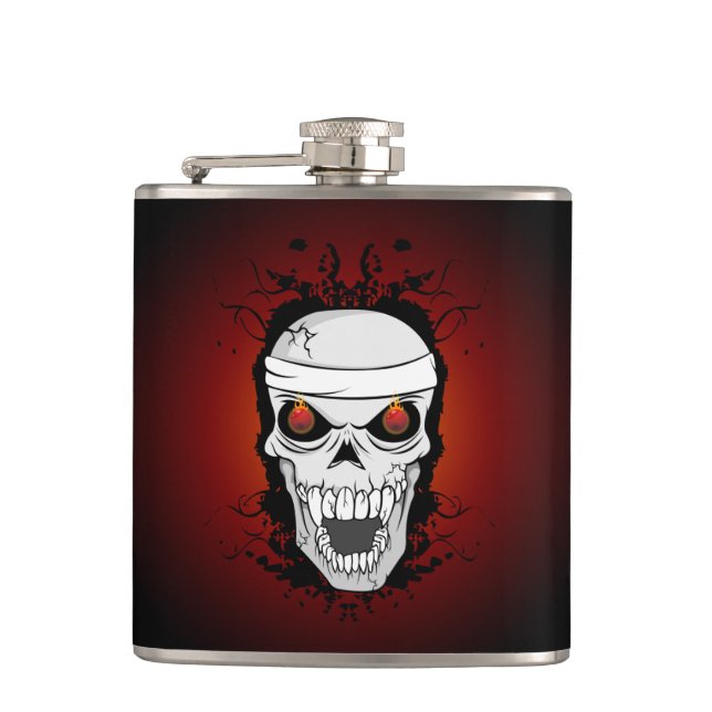 Flaming skull flask (Front)