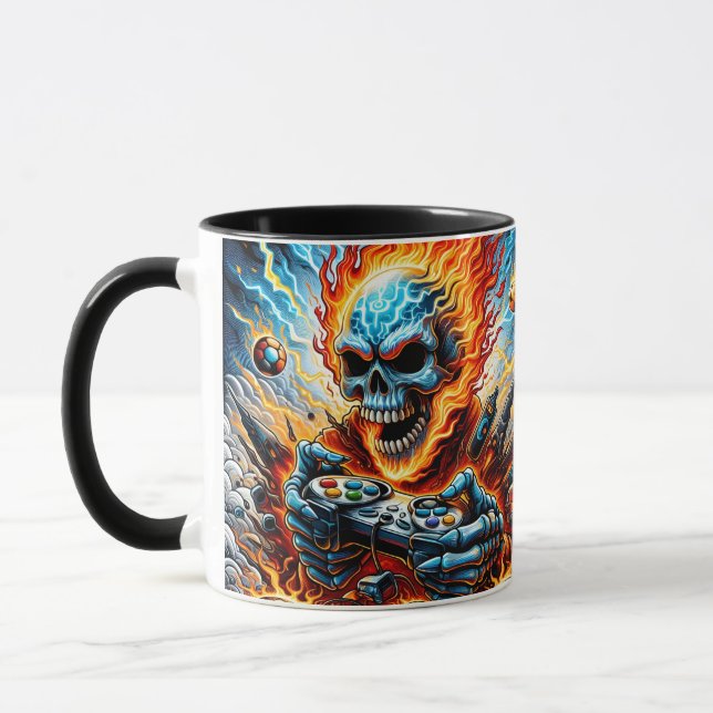 Flaming Skull Gamer Mug (Left)