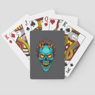 Flaming Skull Graphic Vintage Style, Halloween Playing Cards