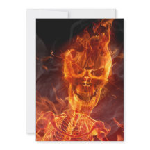 Flaming Skull Halloween Invite With Bloody Text