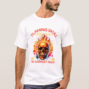 Flaming skull ignites the darkest night T-Shirt