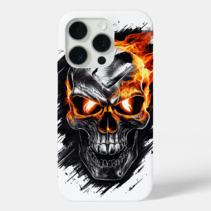 Flaming skull metallic #1 iPhone 15 pro case