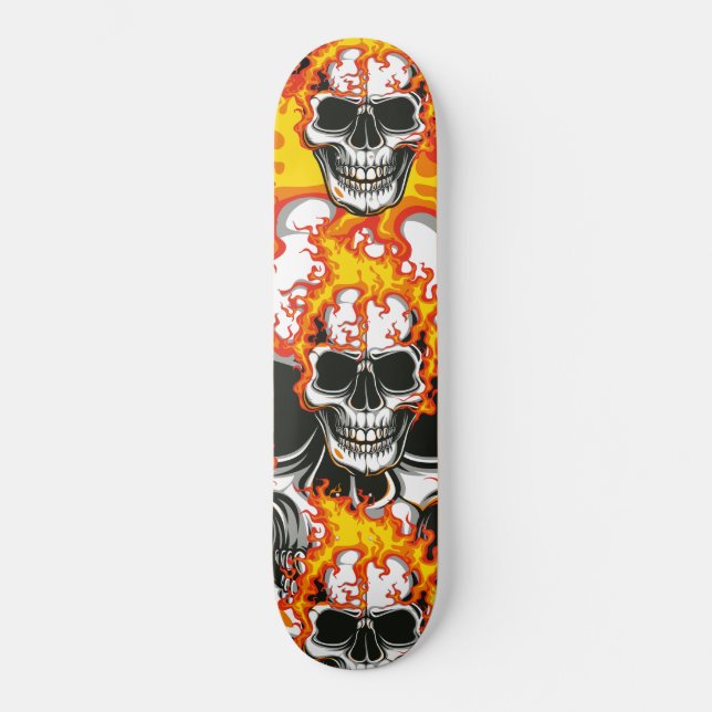 Flaming Skull On Fire  Skateboard (Front)