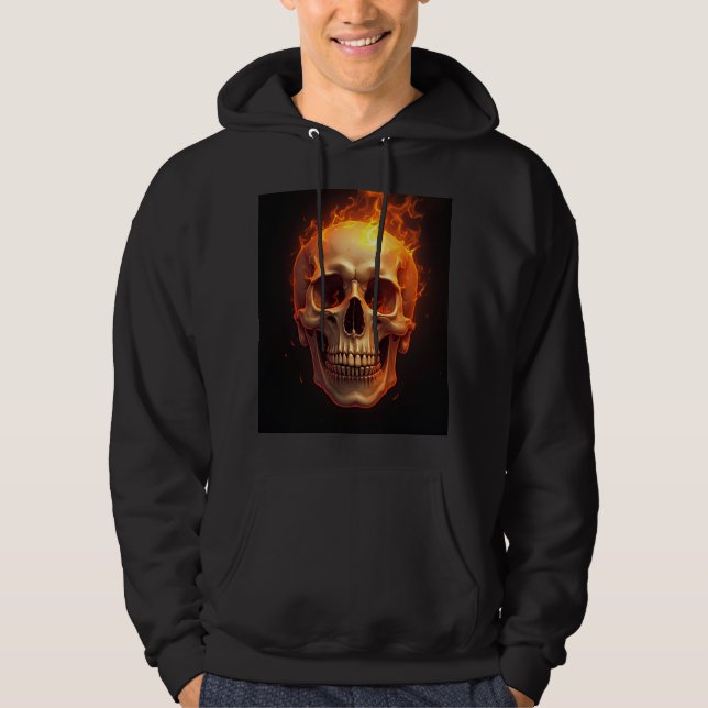 flaming skull print hoodie (Front)
