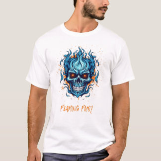 Flaming Skull Print T-Shirt