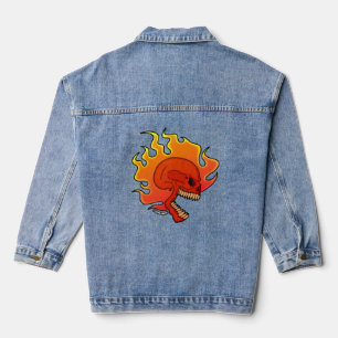 Flaming Skull Screwball Graphics Denim Jacket