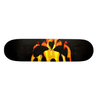 Flaming skull skate board