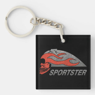 Flaming Skull Tank Key Ring