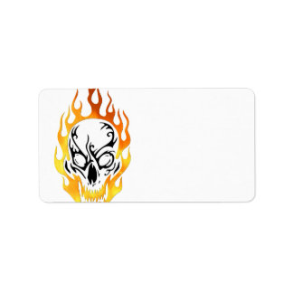 Flaming Skull Tattoo Label