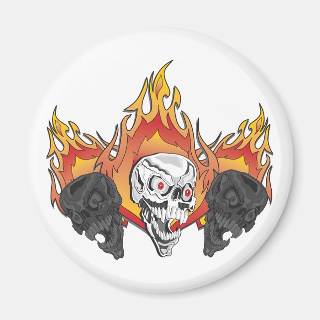 Flaming Skulls Magnet (Front)