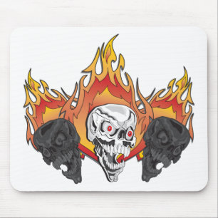 Flaming Skulls Mouse Mat