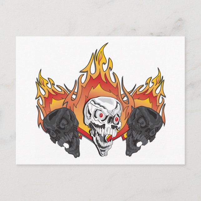 Flaming Skulls Postcard (Front)
