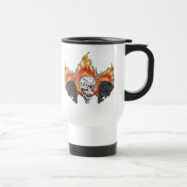Flaming Skulls Travel Mug (Right)