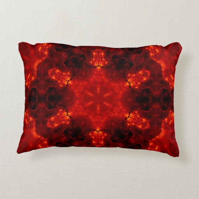 Flaming Snowflake Orange Gradient Kaleidoscope Decorative Cushion (Back)