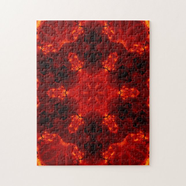 Flaming Snowflake Orange Gradient Kaleidoscope Jigsaw Puzzle (Vertical)