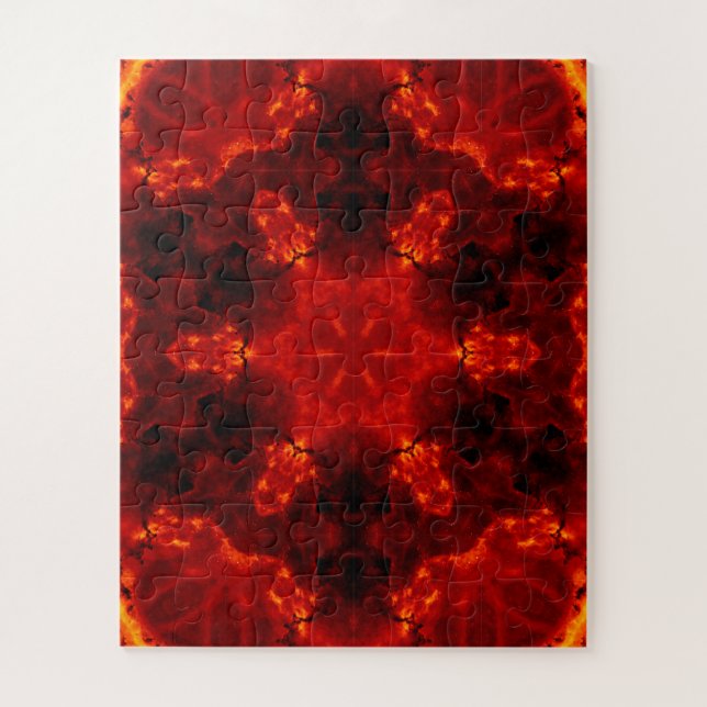 Flaming Snowflake Orange Gradient Kaleidoscope Jigsaw Puzzle (Vertical)
