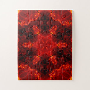 Flaming Snowflake Orange Gradient Kaleidoscope Jigsaw Puzzle