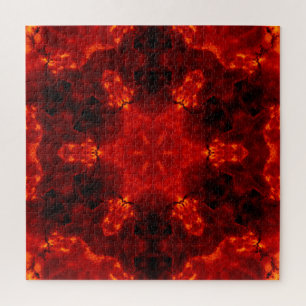 Flaming Snowflake Orange Gradient Kaleidoscope Jigsaw Puzzle