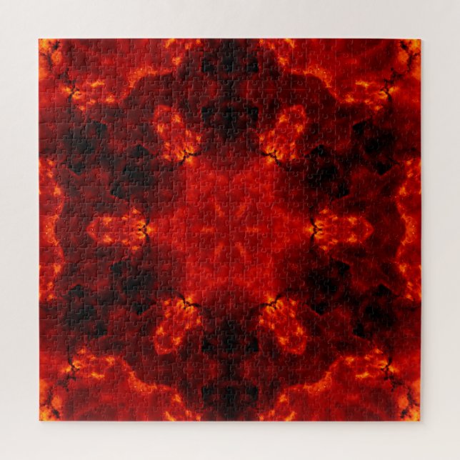 Flaming Snowflake Orange Gradient Kaleidoscope Jigsaw Puzzle (Vertical)