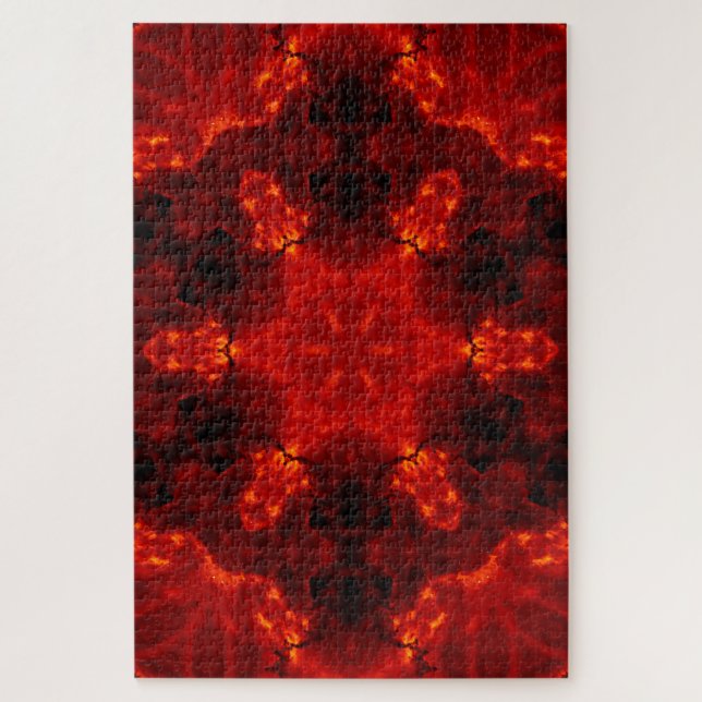 Flaming Snowflake Orange Gradient Kaleidoscope Jigsaw Puzzle (Vertical)