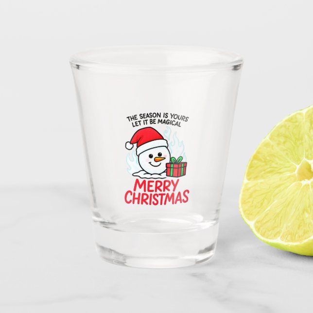 Flaming Snowman Christmas Funny Holiday Mini Shot Glass (Front)