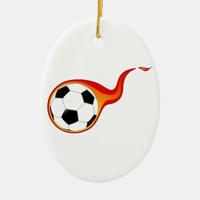 Flaming Soccer Ball Ceramic Tree Decoration (Front)
