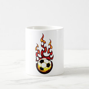 Flaming Soccer Ball Hot Fire Sports Coffee Mug