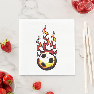 Flaming Soccer Ball Hot Fire Sports Napkin