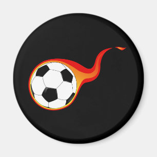 Flaming soccer ball magnet
