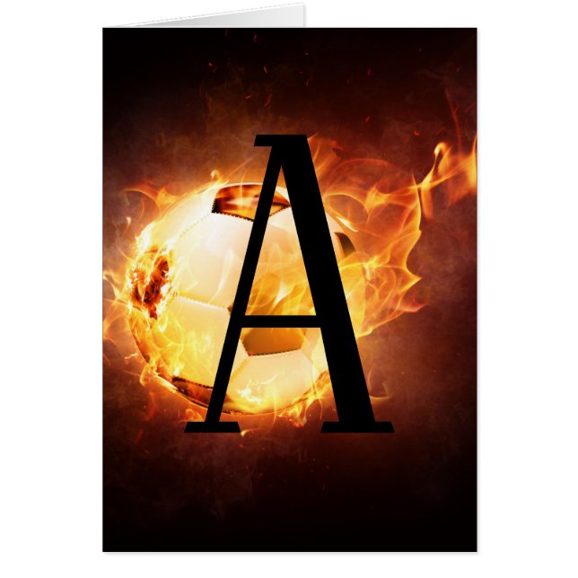 Flaming Soccer Ball Monogram Football (Front)
