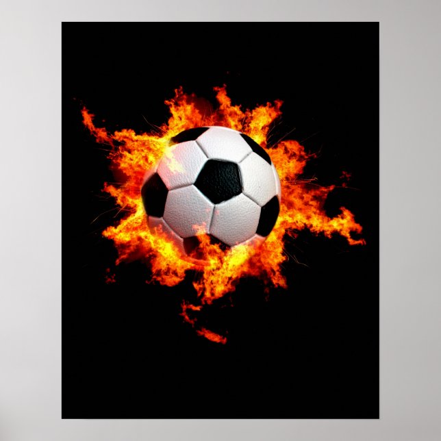 Flaming Soccer Ball Poster (Front)