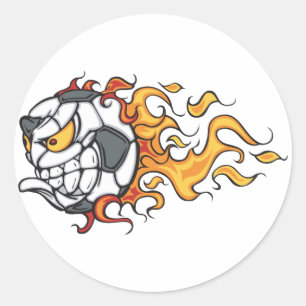 Flaming Soccer Ball Stickers