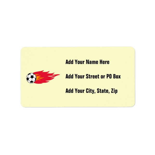 Flaming Soccer Ball T-shirts and Gifts Label (Front)
