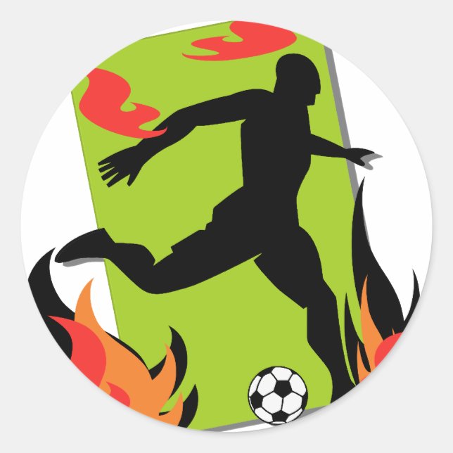 Flaming Soccer T shirts and Gifts Classic Round Sticker (Front)