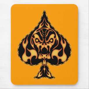 Flaming Spade Skull Mouse Mat