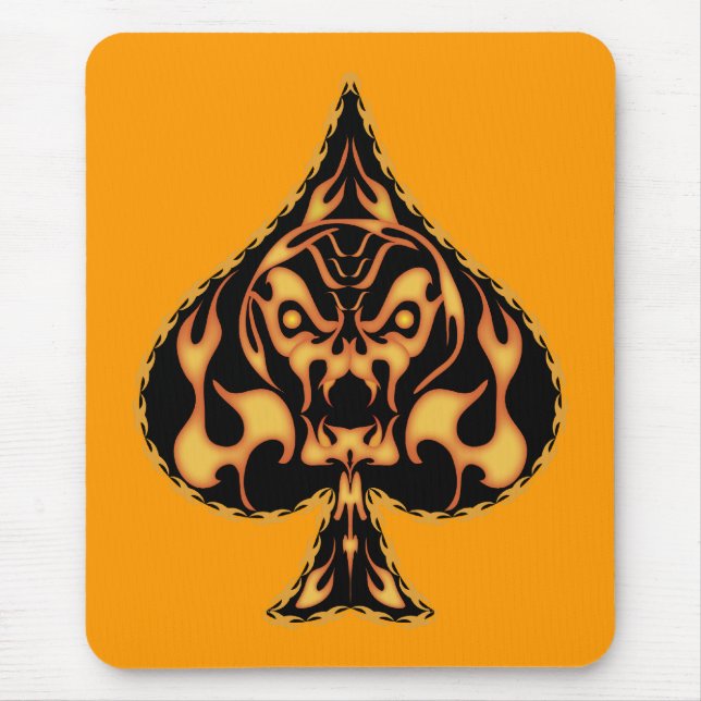 Flaming Spade Skull Mouse Mat (Front)