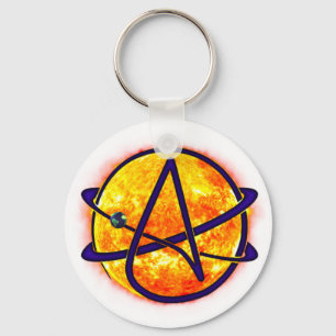 Flaming Sun Atheist Symbol Key Ring