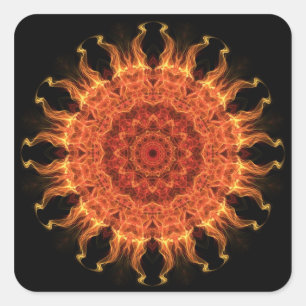 Flaming Sun Square Sticker