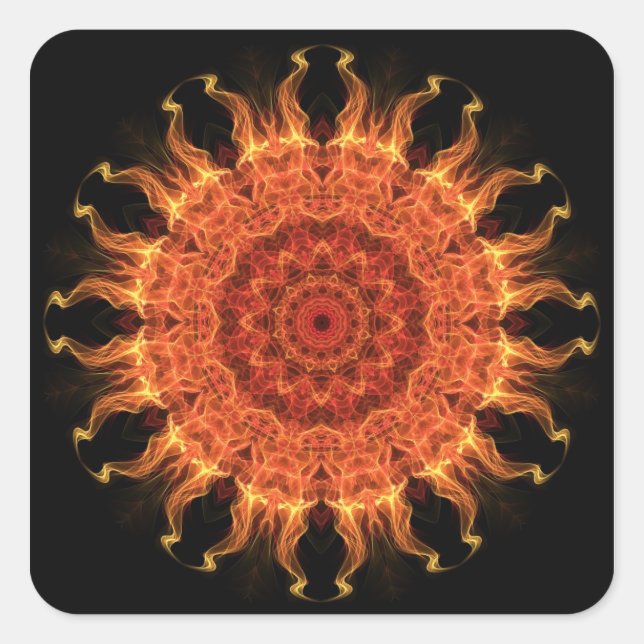 Flaming Sun Square Sticker (Front)