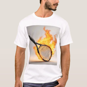 Flaming Tennis Racket With Background T-Shirt