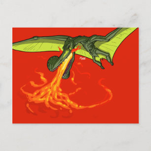 Flaming-throwing Pterodactyl Dinosaur - Sean Moore Postcard
