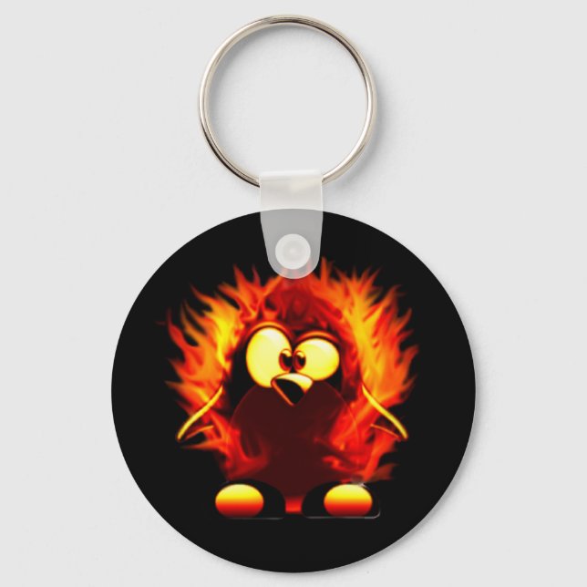Flaming Tux (Penguin Torch) Key Ring (Front)