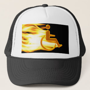Flaming Wheel Chair Trucker Hat