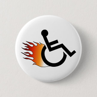 Flaming Wheelchair 6 Cm Round Badge